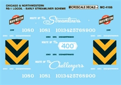 Microscale 4166 HO Chicago & North Western Mini-Cal RS-1 Diesels w/"400" Streamliners & Challenger Slogans 1944-55