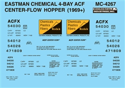 Microscale 4267 HO Private Owner Freight Cars Mini-Cals Kodak/Eastman Chemical ACF 4-Bay Centerflow Covered Hopper 1969+