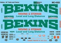 Microscale 4322 HO Trucking Company Vehicles Mini-Cals Bekins Moving & Storage 40' Tractor/Trailer 1970-1980 460-4322