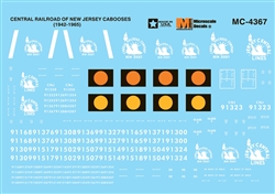 Microscale 4367 HO Central Railroad Of New Jersey CNJ Mini-Cal Cabooses w/Statue of Liberty Herald 1942-1965
