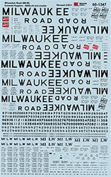 Microscale 601347 N Railroad Decal Set Milwaukee Road 4000 Cubic Foot & Smaller Covered Hoppers