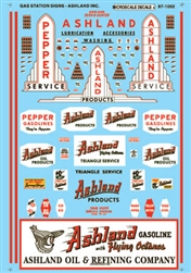 Microscale 871002 HO Gas Station Sign Sets Ashland and Pepper 1924-60