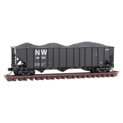 Micro-Trains 108 00 422 N 100-Ton 3-Bay Ribside Open Hopper with Coal Load Norfolk & Western 118912