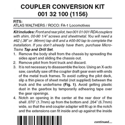 Micro Trains 001 32 100 Locomotive Coupler Conversion Kits w/Pilot Face Atlas/Roco/Walthers FA 1