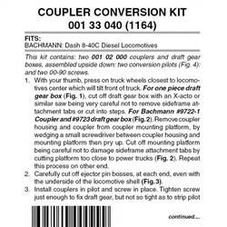 Micro Trains 001 33 040 Locomotive Coupler Conversion Kits w/Pilot Face Bachmann Dash 8-40C