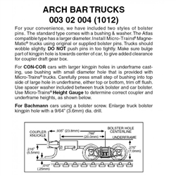 Micro Trains 003 02 004 Archar Trucks With Extended Couplers 1 Pair