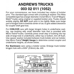 Micro Trains 003 02 011 Andrews Trucks With Short Couplers 1 Pair