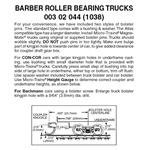 Micro Trains 003 02 044 Barber Roller Bearing Trucks With Long Extended Couplers 1 Pair