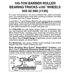 Micro Trains 003 02 080 Barber Roller Bearing Trucks w/36" Wheels 1 Pair