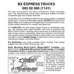 Micro Trains 003 02 090 REA Express Reefer Style Trucks Less Couplers 1 Pair