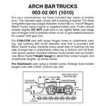 Micro Trains 003 10 001 Arch Bar Trucks With Short Extended #1010 Couplers (Black) 10 Pairs