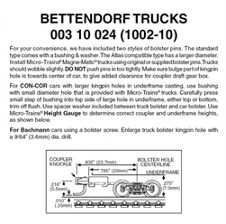 Micro Trains 003 10 024 Bettendorf Trucks With Long Extended Couplers (Black) 10 Pairs