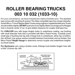 Micro Trains 003 10 032 Roller Bearing Trucks With Medium Extended Couplers (Black) 10 Pairs