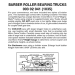 Micro Trains 003 10 041 Barber Roller Bearing Trucks With Short Extended Couplers (Black) 10 Pairs