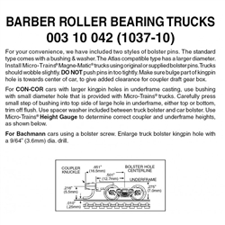 Micro Trains 003 10 042 Barber Roller Bearing Trucks With Medium Extended Couplers (Black) 10 Pairs