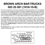 Micro Trains 003 25 001 Arch Bar Trucks With Short Extended Couplers (Brown) 10 Pairs