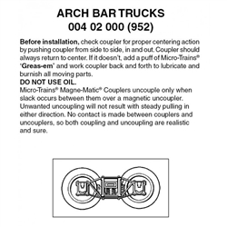 Micro Trains 004 02 000 Z Arch Bar Trucks Less Couplers 1 Pair