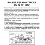 Micro Trains 004 02 031 Roller Bearing Trucks With Magne Matic Short Extended Couplers 1 Pair