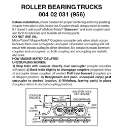 Micro Trains 004 02 031 Roller Bearing Trucks With Magne Matic Short Extended Couplers 1 Pair