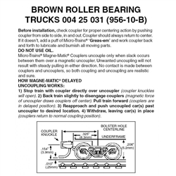 Micro Trains 004 25 031 Roller Bearing Trucks With Short Extended Couplers (Brown) 10 Pairs