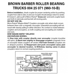 Micro Trains 004 25 071 Barber Roller Bearing Trucks With Short Extended Couplers (Brown) 10 Pairs