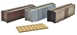 Micro Trains 499 43 938 Weathered 40' Boxcar Flatcar Load 3 Pack with Blocking Kit