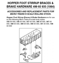 Micro Trains 499 65 935 Hopper Foot Stirrup Braces/Brake Hardware