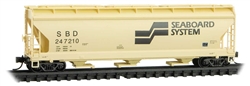 Micro Trains 094 00 710 N ACF 3-Bay Center Flow Covered Hopper with Elongated Hatches Seaboard System #247210