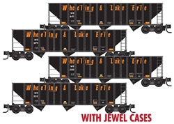 Micro Trains 983 00 194 N 100-Ton 3-Bay Ribside Open Hopper w/Coal Load 4-Pack Wheeling & Lake Erie #535 580 599 641