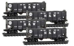 Micro Trains 983 00 195 N 2-Bay Rib-Side Hopper 4-Pack w/Jewel Cases Norfolk & Western