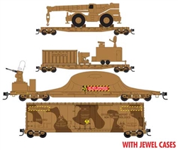 Micro-Trains 983 02 238 N Area 51 4-Car Set w/Load Kits Jewel Cases 3 Flatcars w/Loads 1 50' Boxcar Camuflage