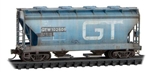 Micro-Trains 983 05 074 N ACF 39' 2-Bay Center-Flow Covered Hopper w/Round Hatch 2-Pack Grand Trunk Western weathered