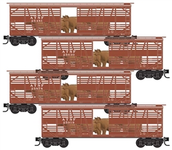 Micro Trains 993 00 188 N 40' Despatch Stock Car w/Load 4-Pack Santa Fe #25481, 25630, 25878, 25919