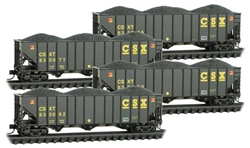 Micro-Trains 99300189 N 100-Ton 3-Bay Ribside Open Hopper w/Coal Load 4-Pack CSX