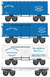 Micro Trains 993 01 800 Civil War Era 3 Boxcar and 1 Flatcar Set Blue Line