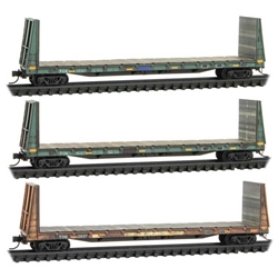 Micro Trains 993 05 015 N 61' 8" Bulkhead Flatcar 3-Pack Texas Oklahoma & Eastern #4031 4061 3831 Weathered