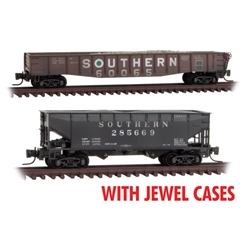 Micro Trains 99405286 Z 50' Gondola Offset-Side Open Hopper Set Jewel Cases Southern Railway #60065 285669 Weathered