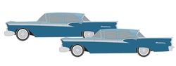 Classic Metal Works 50437 N 1959 Ford Fairlane 4-Door 2-Pack Assembled Mini Metals Wedgewood Blue Surf Blue