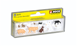 Noch 15711 HO Small Farm Animal Set Pkg 12