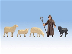 Noch 17901 O Shepherd with Dog and 3 Sheep