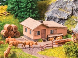 Noch 65616 HO Alpine Cottage w/ Cattle Fence and Details Laser-Cut Kit