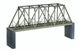 Noch 67029 HO Steel Through Truss Bridge w/Cut-Stone Abutments Kit Laser-Cut Card 14-3/16" Long; Abutments: 3-3/4" Tall 