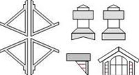 N Scale Architect 20006 N Roof Details 2 Dormers 2 Round Vents & 4 15-Degree Brackets