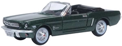 Oxford 87MU65006 HO 1965 Ford Mustang Convertible Assembled Top Down Ivy Green