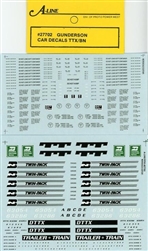 A Line 27702 HO Twin-Stack Car Decals Trailer-Train / Burlington Northern Yellow Car 116-27702