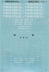 A Line 27711 HO Twin-Stack Car Decals Twin-Stack Car