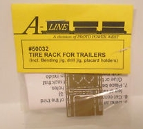 A Line 50032 HO Trailer Tire Rack Photo-Etched Brass Fits All Trailers Pkg 2