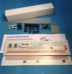 A Line 50511 HO 53' Reefer Trailer Kit Undecorated w/C.R. England Decals