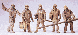 Preiser 10484 HO Emergency Modern German Firefighters Unpainted Figure Set Arriving at Scene Carrying Equipment Pkg 5