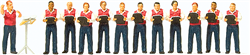 Preiser 10599 HO Sports & Recreation Male Choir Pkg 12